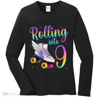 Rolling Into 9 years Lets Roll I'm Turning 9 Roller Skate Women's Long Sleeve Shirt thumb 0