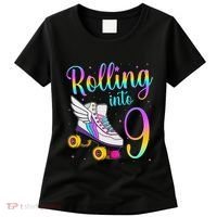 Rolling Into 9 years Lets Roll I'm Turning 9 Roller Skate Women's T-Shirt thumb 0