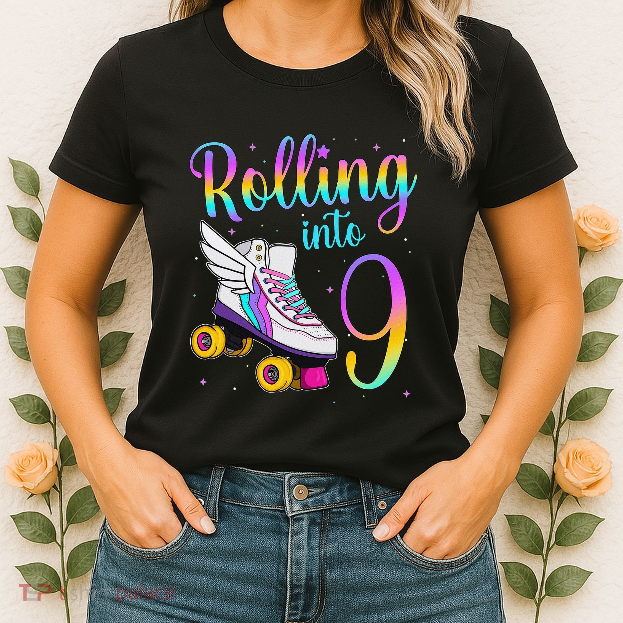 Rolling Into 9 years Lets Roll I'm Turning 9 Roller Skate Women's T-Shirt