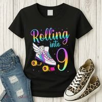 Rolling Into 9 years Lets Roll I'm Turning 9 Roller Skate Women's T-Shirt thumb 3