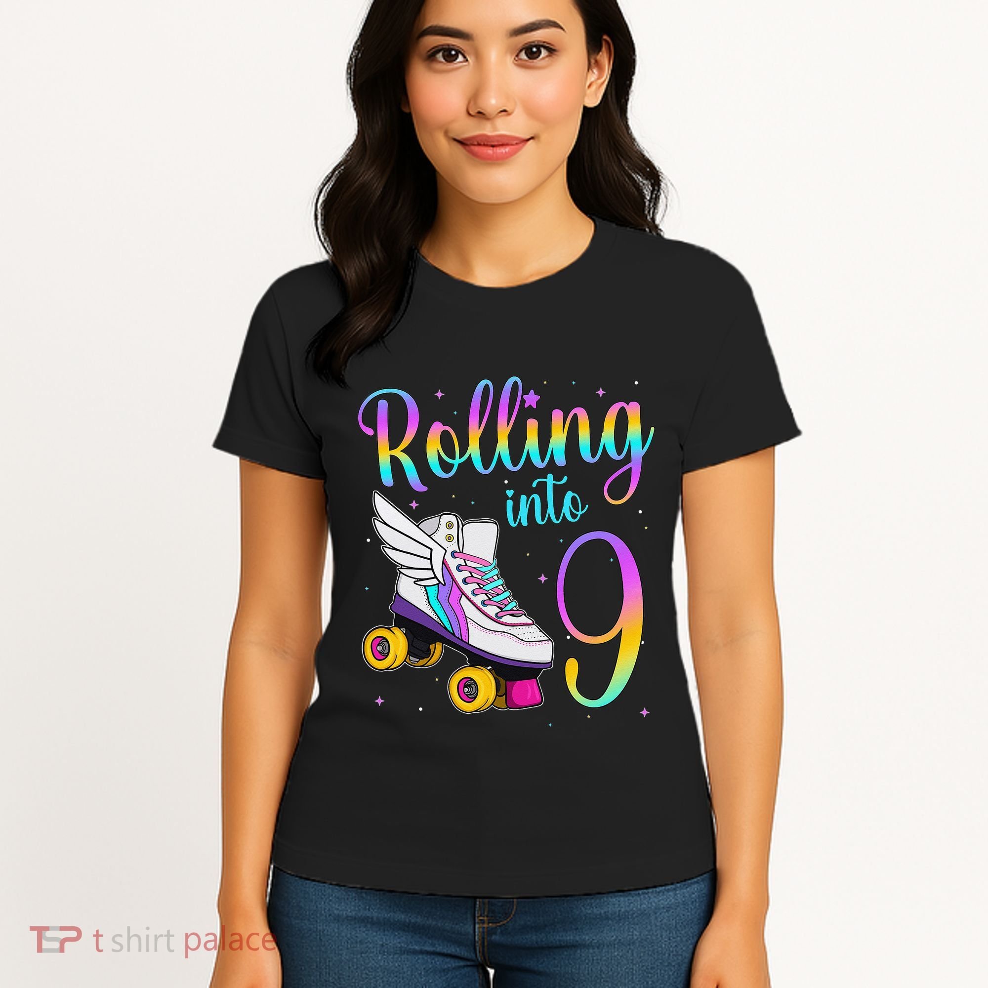 Rolling Into 9 years Lets Roll I'm Turning 9 Roller Skate Women's T-Shirt