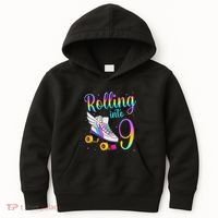 Rolling Into 9 years Lets Roll I'm Turning 9 Roller Skate Kids Hoodie thumb 0