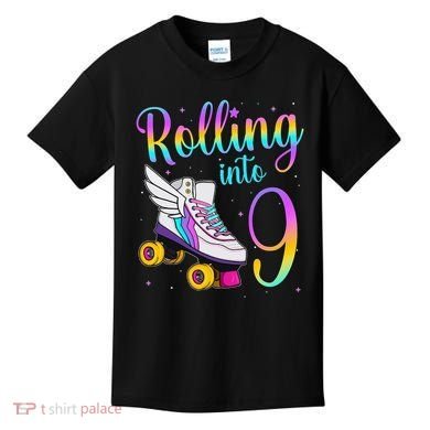 Rolling Into 9 years Lets Roll I'm Turning 9 Roller Skate Kids T-Shirt