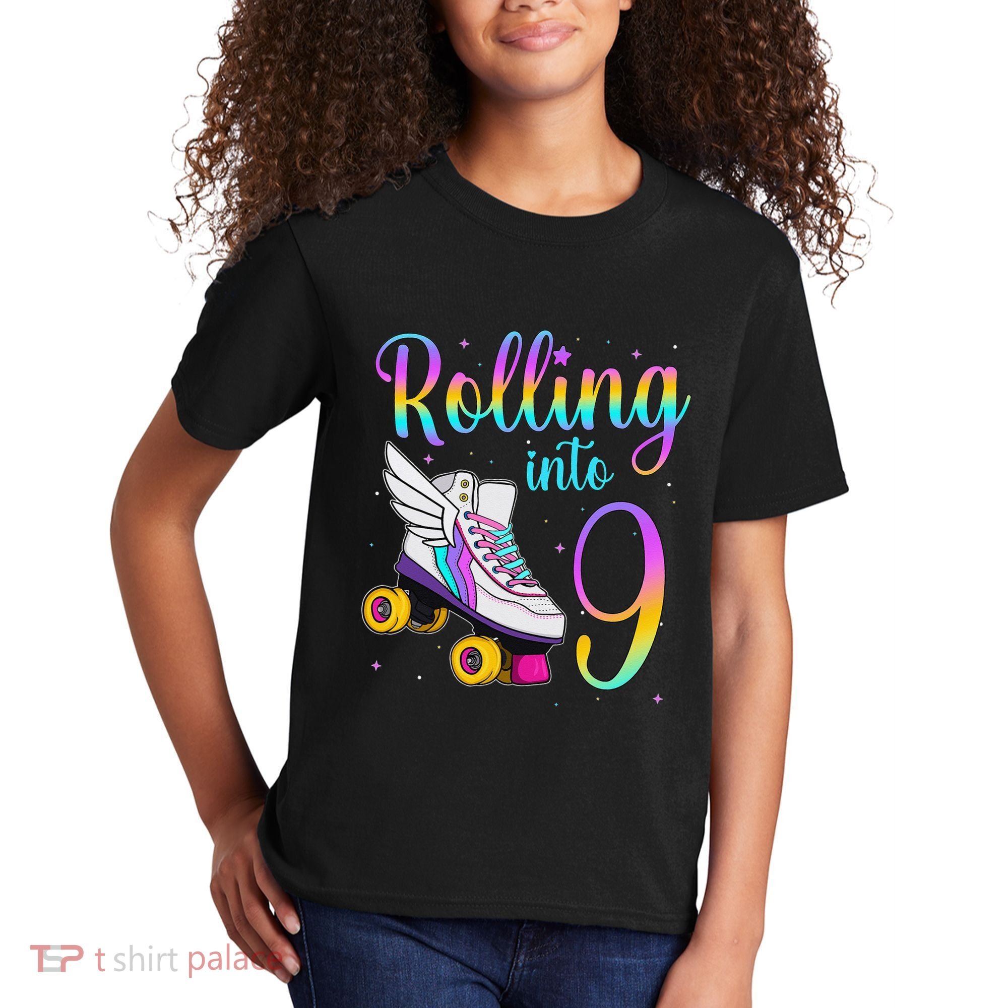 Rolling Into 9 years Lets Roll I'm Turning 9 Roller Skate Kids T-Shirt