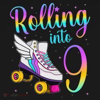 Rolling Into 9 years Lets Roll I'm Turning 9 Roller Skate Kids T-Shirt thumb 4