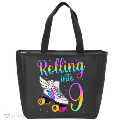 Rolling Into 9 years Lets Roll I'm Turning 9 Roller Skate Tote Bag