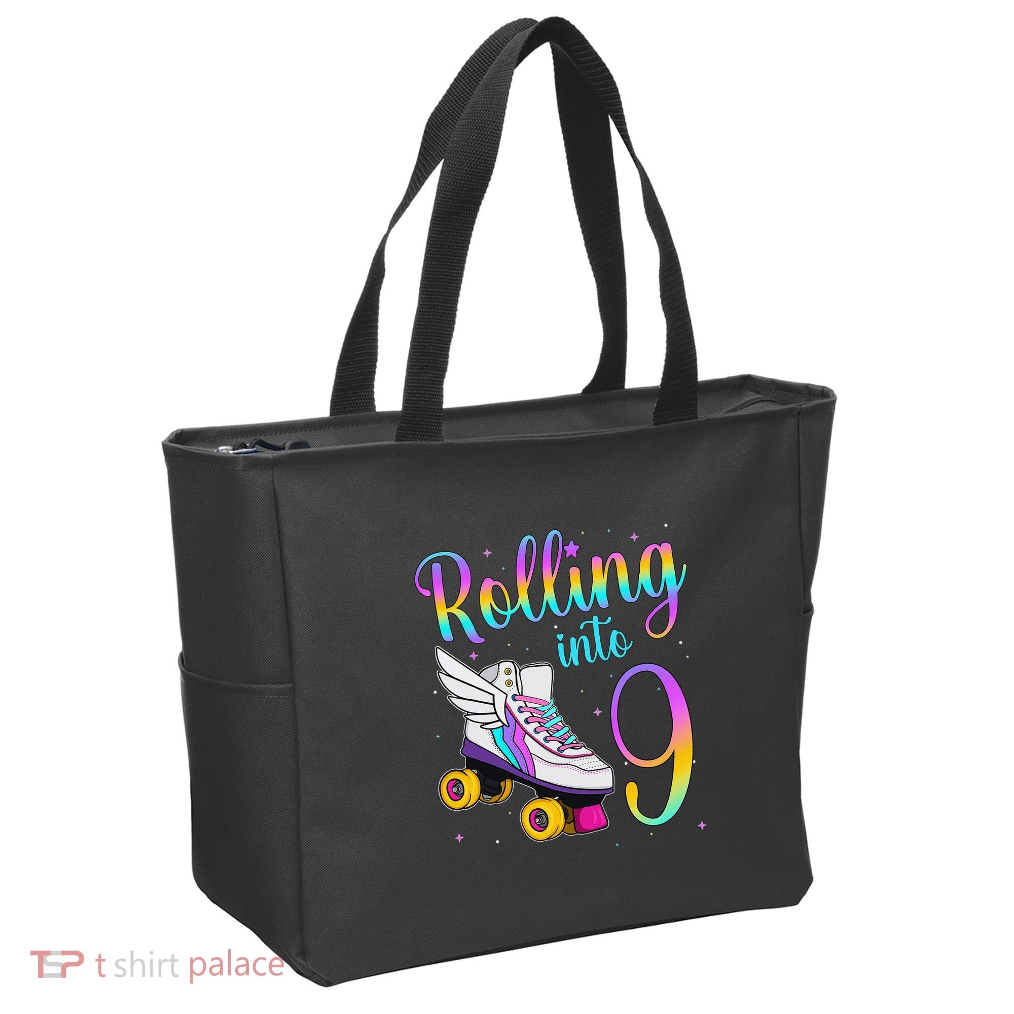 Rolling Into 9 years Lets Roll I'm Turning 9 Roller Skate Tote Bag