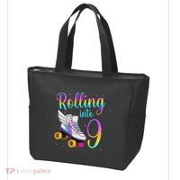 Rolling Into 9 years Lets Roll I'm Turning 9 Roller Skate Tote Bag thumb 3
