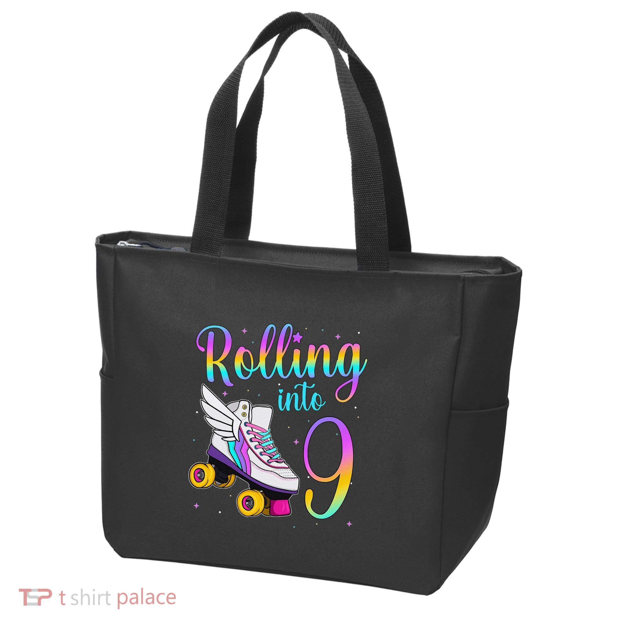 Rolling Into 9 years Lets Roll I'm Turning 9 Roller Skate Tote Bag