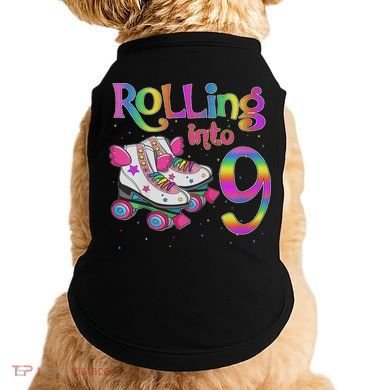 Rolling Into 9 Years Let's Roll I'm Turning 9 Roller Skate Doggie Tank