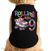 Rolling Into 9 Years Let's Roll I'm Turning 9 Roller Skate Doggie Tank thumb 0