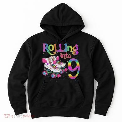 Rolling Into 9 Years Let's Roll I'm Turning 9 Roller Skate Hoodie