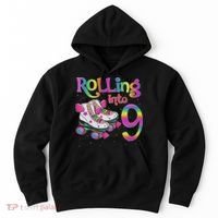 Rolling Into 9 Years Let's Roll I'm Turning 9 Roller Skate Hoodie thumb 0