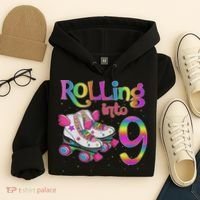 Rolling Into 9 Years Let's Roll I'm Turning 9 Roller Skate Hoodie thumb 4
