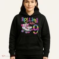 Rolling Into 9 Years Let's Roll I'm Turning 9 Roller Skate Hoodie thumb 5
