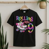 Rolling Into 9 Years Let's Roll I'm Turning 9 Roller Skate T-Shirt thumb 2