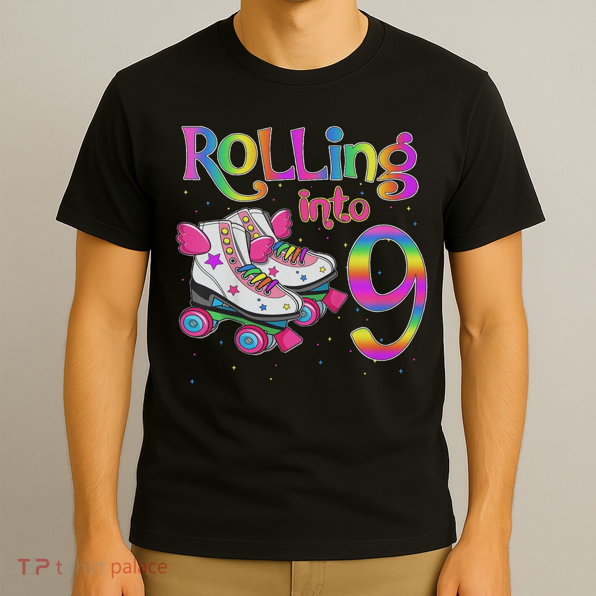 Rolling Into 9 Years Let's Roll I'm Turning 9 Roller Skate T-Shirt
