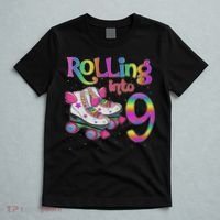 Rolling Into 9 Years Let's Roll I'm Turning 9 Roller Skate T-Shirt thumb 5