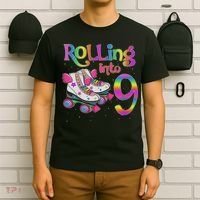 Rolling Into 9 Years Let's Roll I'm Turning 9 Roller Skate T-Shirt thumb 6