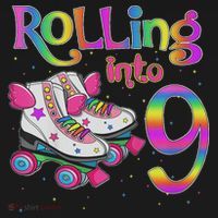 Rolling Into 9 Years Let's Roll I'm Turning 9 Roller Skate T-Shirt thumb 7