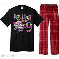 Rolling Into 9 Years Let's Roll I'm Turning 9 Roller Skate Pajama Set thumb 0