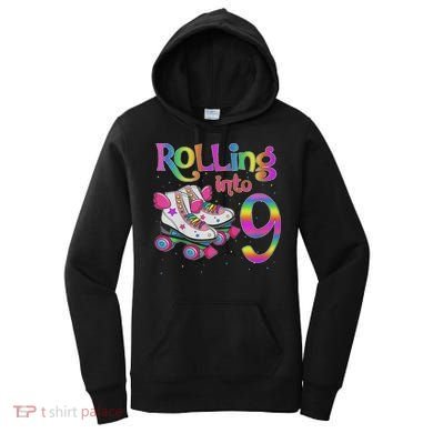 Rolling Into 9 Years Let's Roll I'm Turning 9 Roller Skate Women's Hoodie