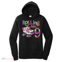 Rolling Into 9 Years Let's Roll I'm Turning 9 Roller Skate Women's Hoodie thumb 0