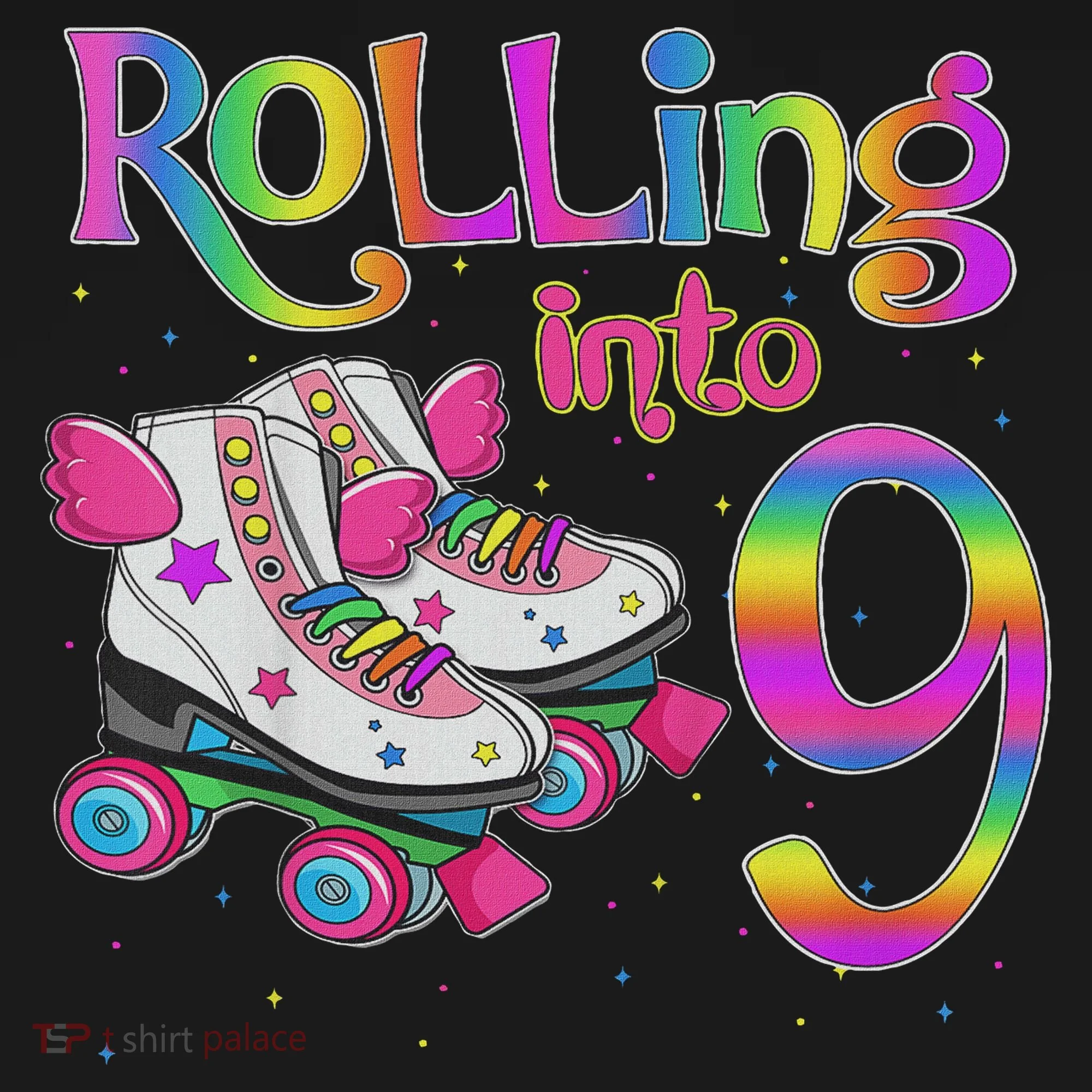 Rolling Into 9 Years Let's Roll I'm Turning 9 Roller Skate Women's Hoodie