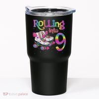 Rolling Into 9 Years Let's Roll I'm Turning 9 Roller Skate Tumbler thumb 0