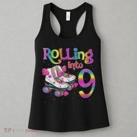 Rolling Into 9 Years Let's Roll I'm Turning 9 Roller Skate Women's Tank Top thumb 3