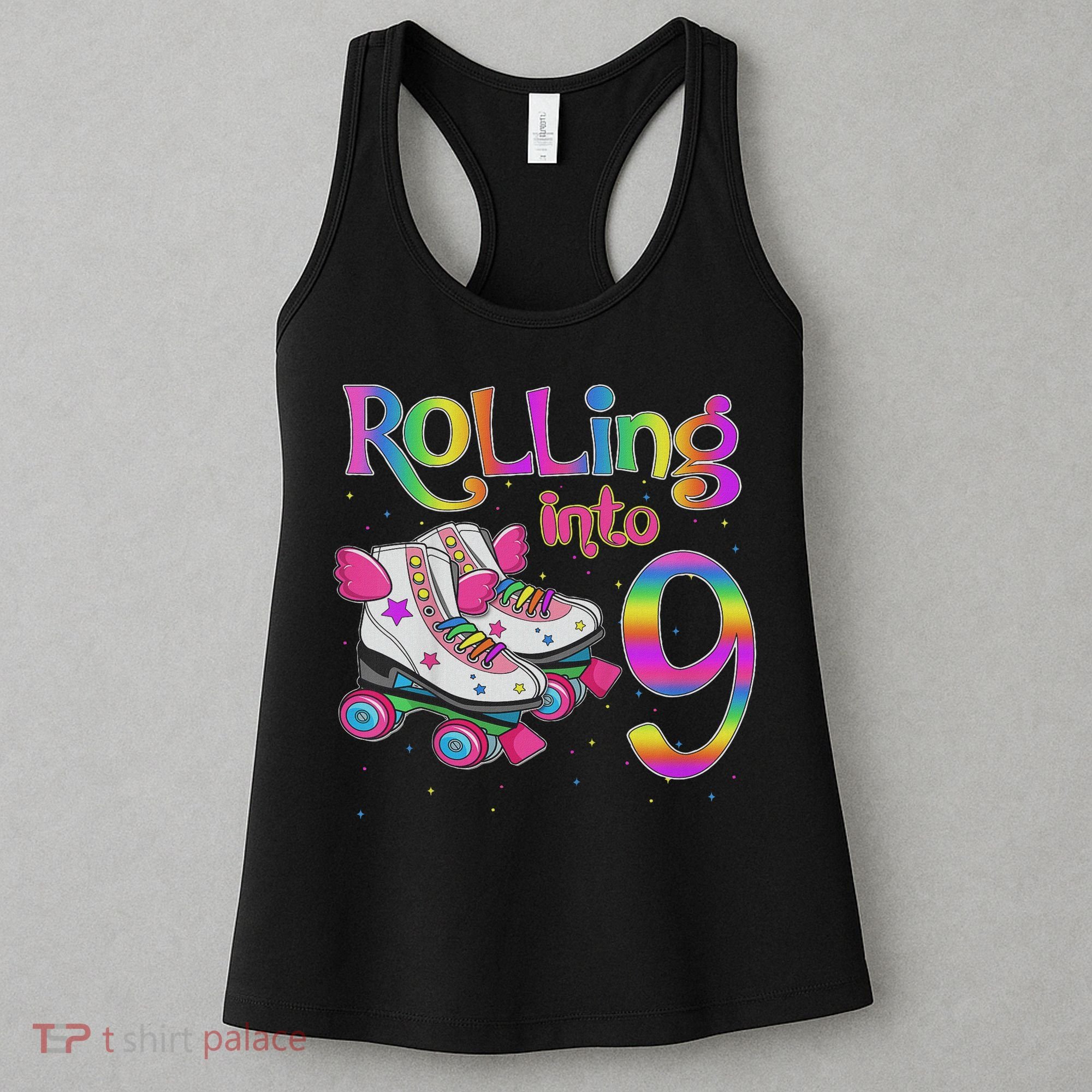 Rolling Into 9 Years Let's Roll I'm Turning 9 Roller Skate Women's Tank Top