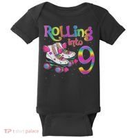 Rolling Into 9 Years Let's Roll I'm Turning 9 Roller Skate Baby Bodysuit thumb 0