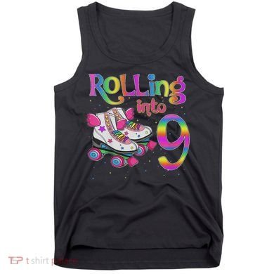 Rolling Into 9 Years Let's Roll I'm Turning 9 Roller Skate Tank Top