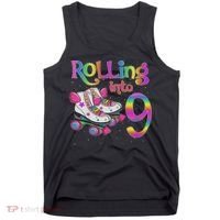 Rolling Into 9 Years Let's Roll I'm Turning 9 Roller Skate Tank Top thumb 0