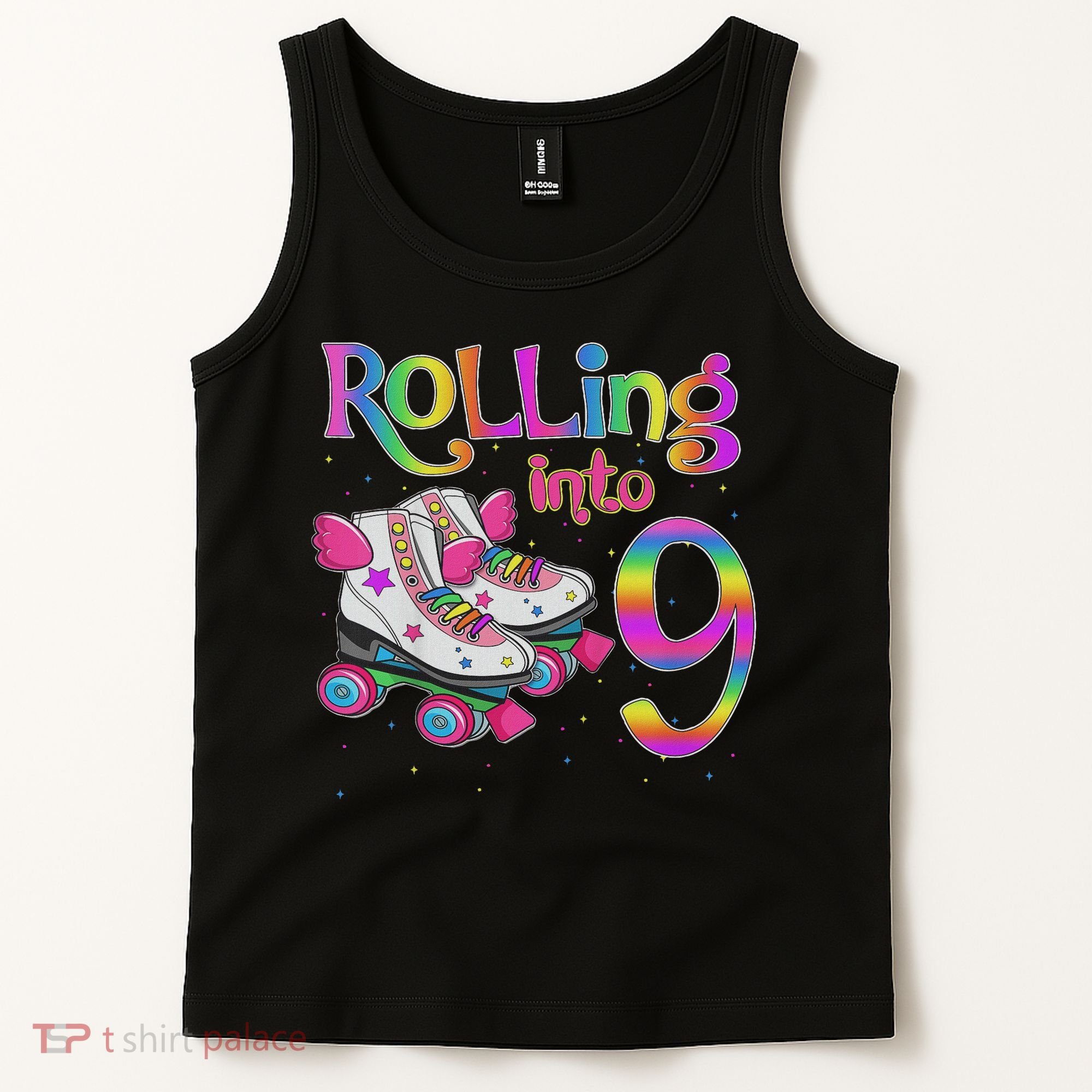Rolling Into 9 Years Let's Roll I'm Turning 9 Roller Skate Tank Top