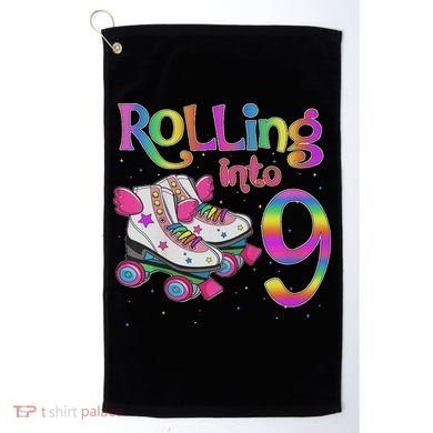 Rolling Into 9 Years Let's Roll I'm Turning 9 Roller Skate Golf Towel