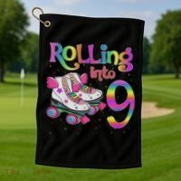 Rolling Into 9 Years Let's Roll I'm Turning 9 Roller Skate Golf Towel thumb 1