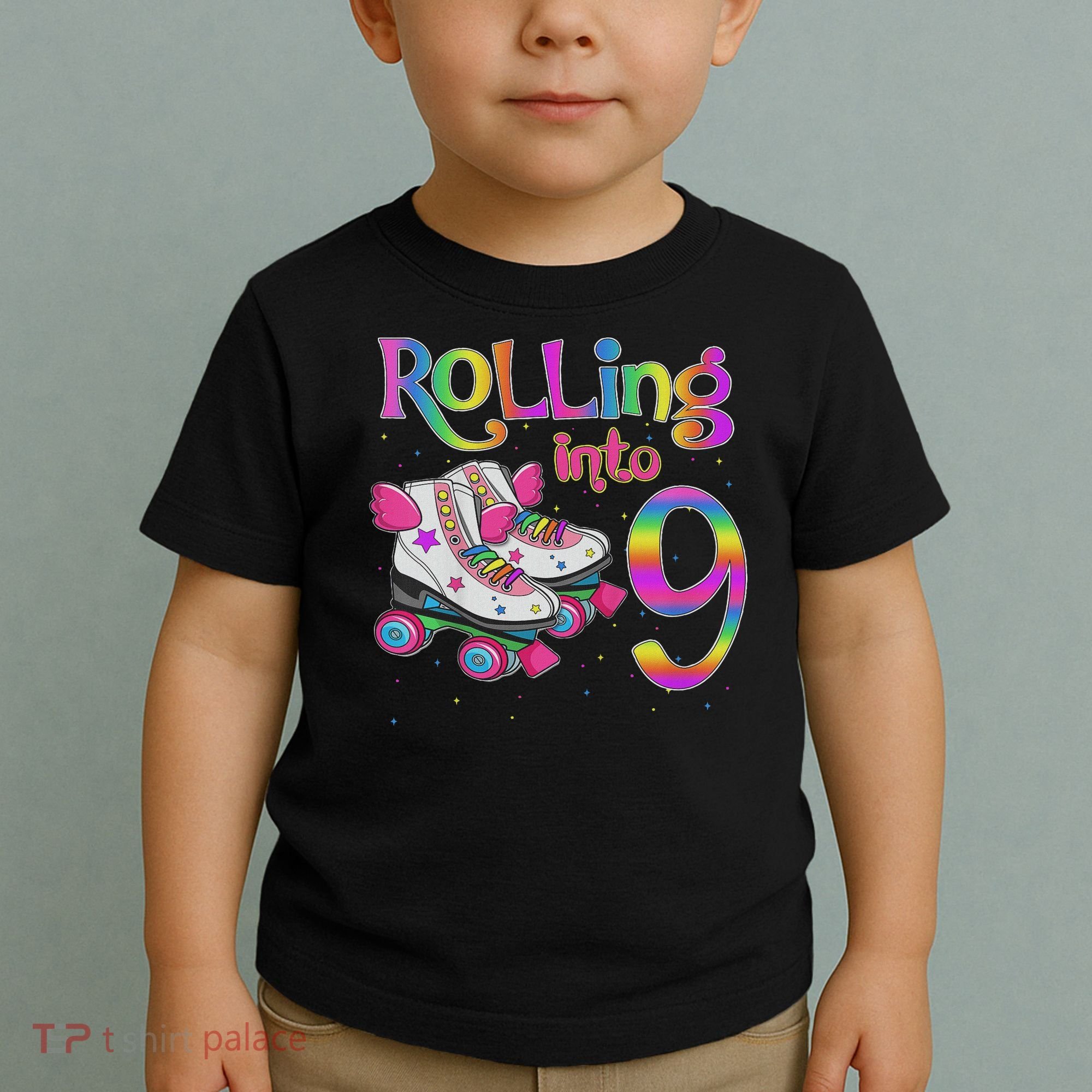 Rolling Into 9 Years Let's Roll I'm Turning 9 Roller Skate Toddler T-Shirt