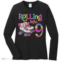 Rolling Into 9 Years Let's Roll I'm Turning 9 Roller Skate Women's Long Sleeve Shirt thumb 0