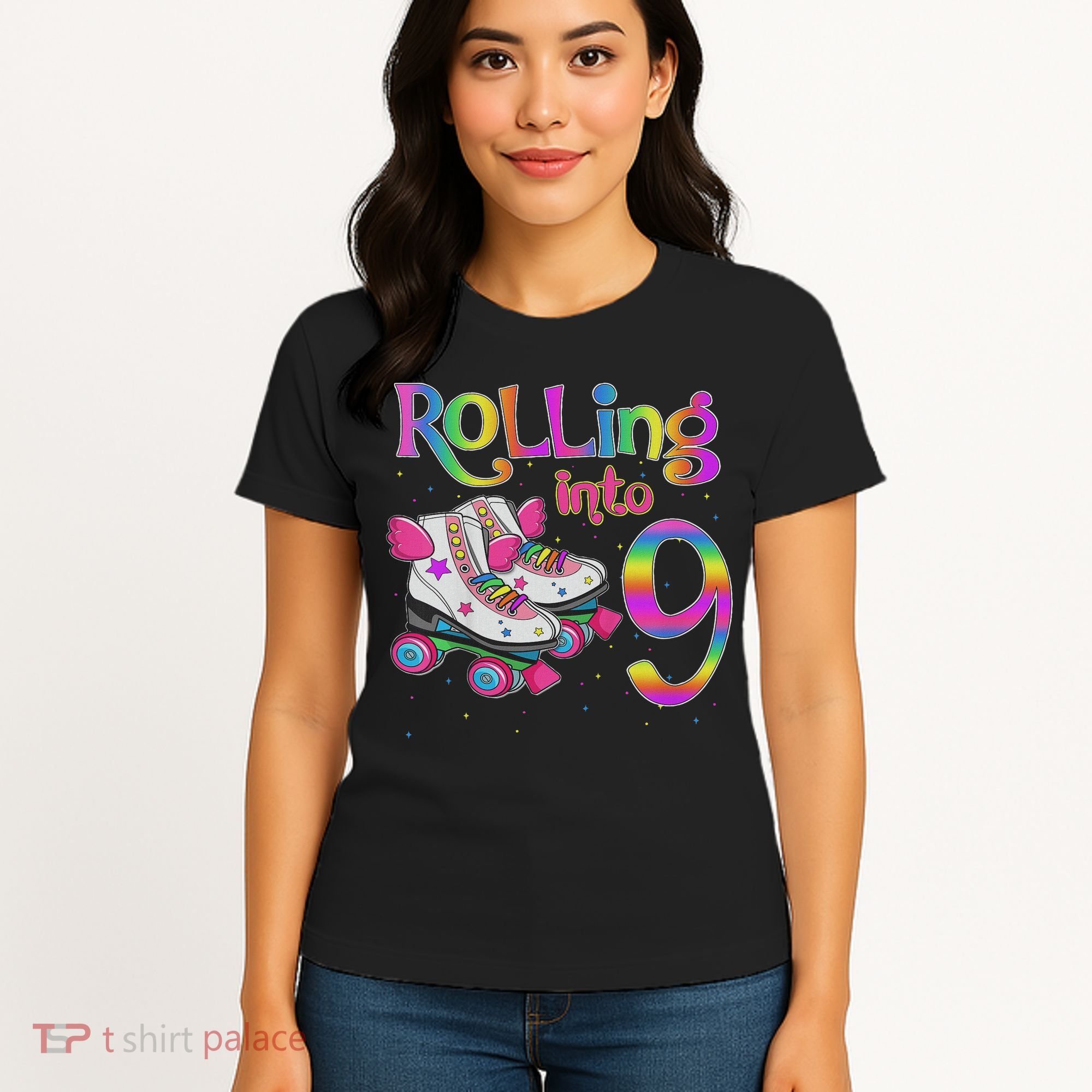 Rolling Into 9 Years Let's Roll I'm Turning 9 Roller Skate Women's T-Shirt