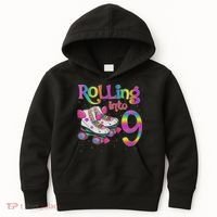 Rolling Into 9 Years Let's Roll I'm Turning 9 Roller Skate Kids Hoodie thumb 0