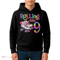 Rolling Into 9 Years Let's Roll I'm Turning 9 Roller Skate Kids Hoodie thumb 4