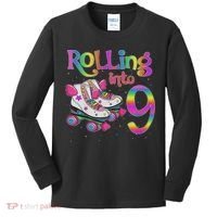 Rolling Into 9 Years Let's Roll I'm Turning 9 Roller Skate Kids Long Sleeve Shirt thumb 0