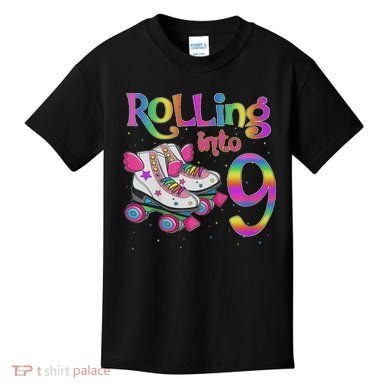 Rolling Into 9 Years Let's Roll I'm Turning 9 Roller Skate Kids T-Shirt