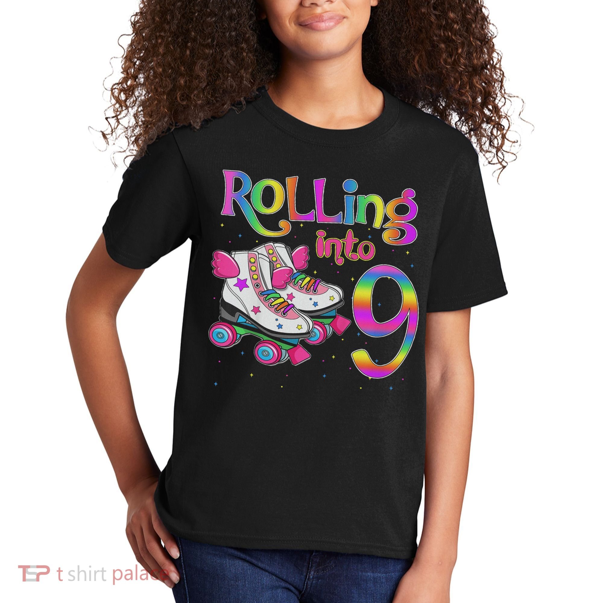 Rolling Into 9 Years Let's Roll I'm Turning 9 Roller Skate Kids T-Shirt