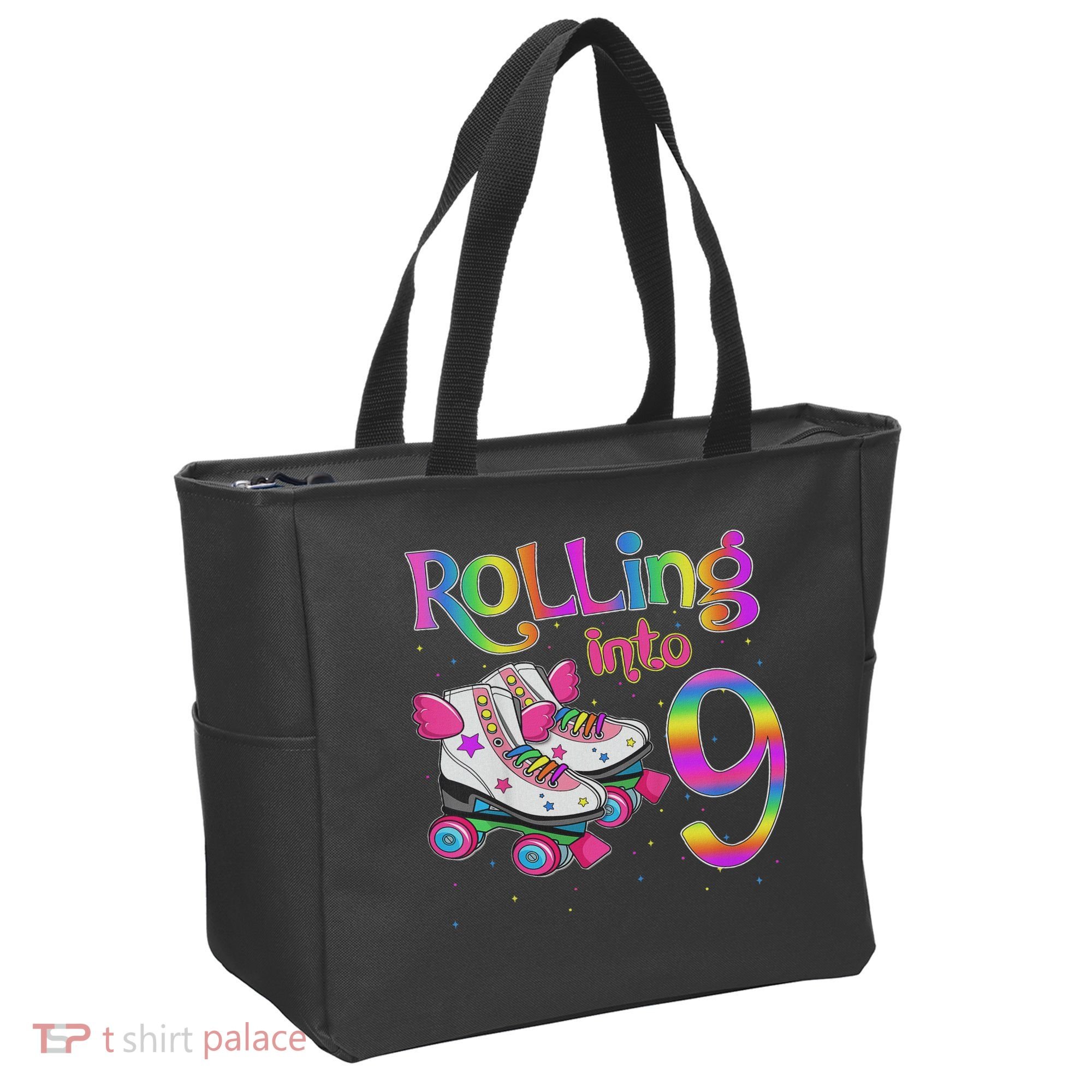 Rolling Into 9 Years Let's Roll I'm Turning 9 Roller Skate Tote Bag