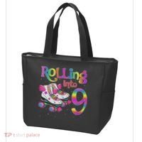 Rolling Into 9 Years Let's Roll I'm Turning 9 Roller Skate Tote Bag thumb 3