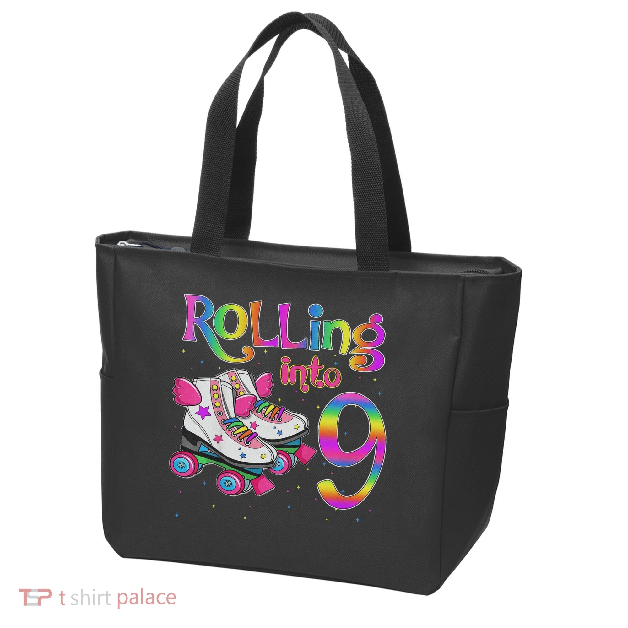 Rolling Into 9 Years Let's Roll I'm Turning 9 Roller Skate Tote Bag