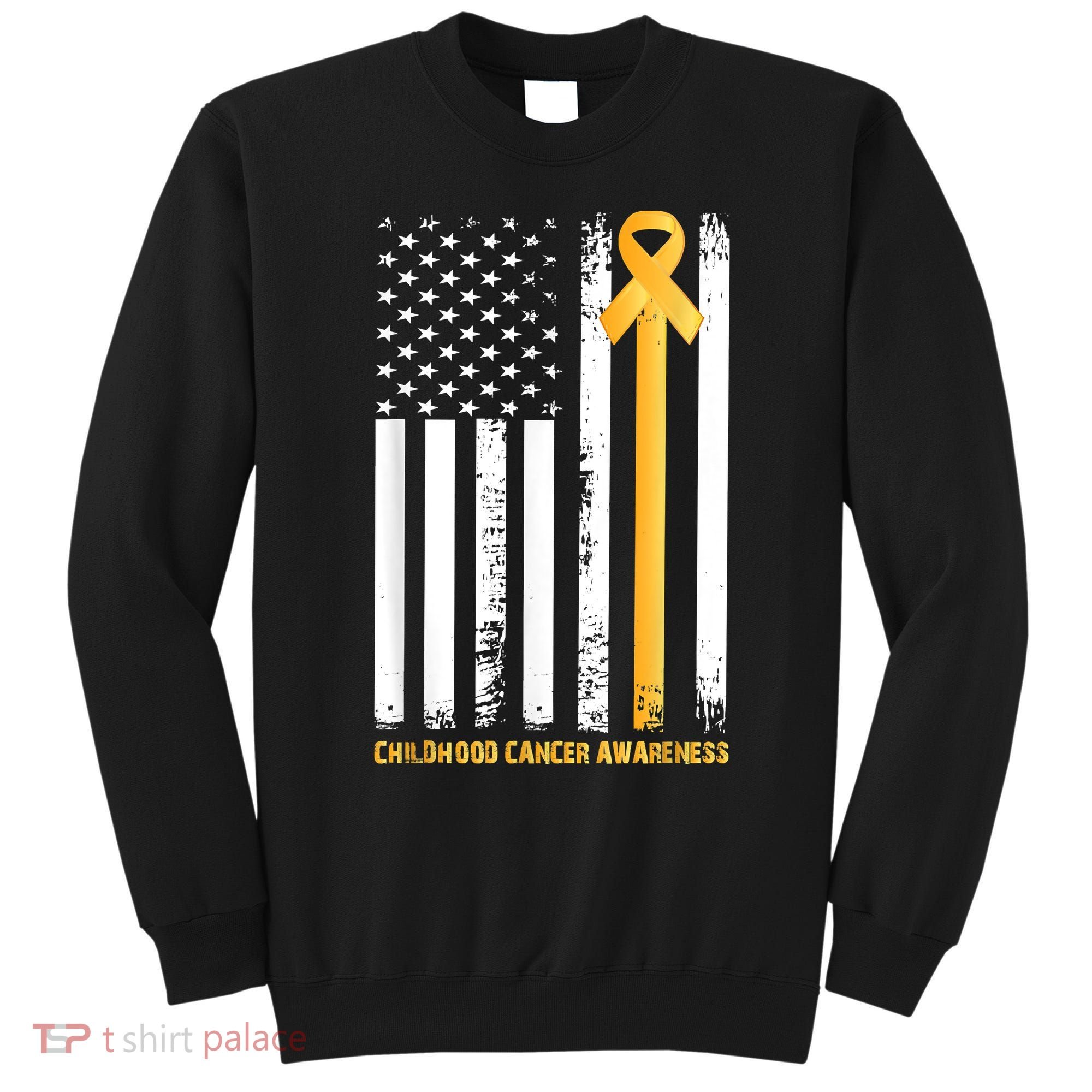 Ribbon In A Flag, Childhood Cancer Awareness Sweatshirt