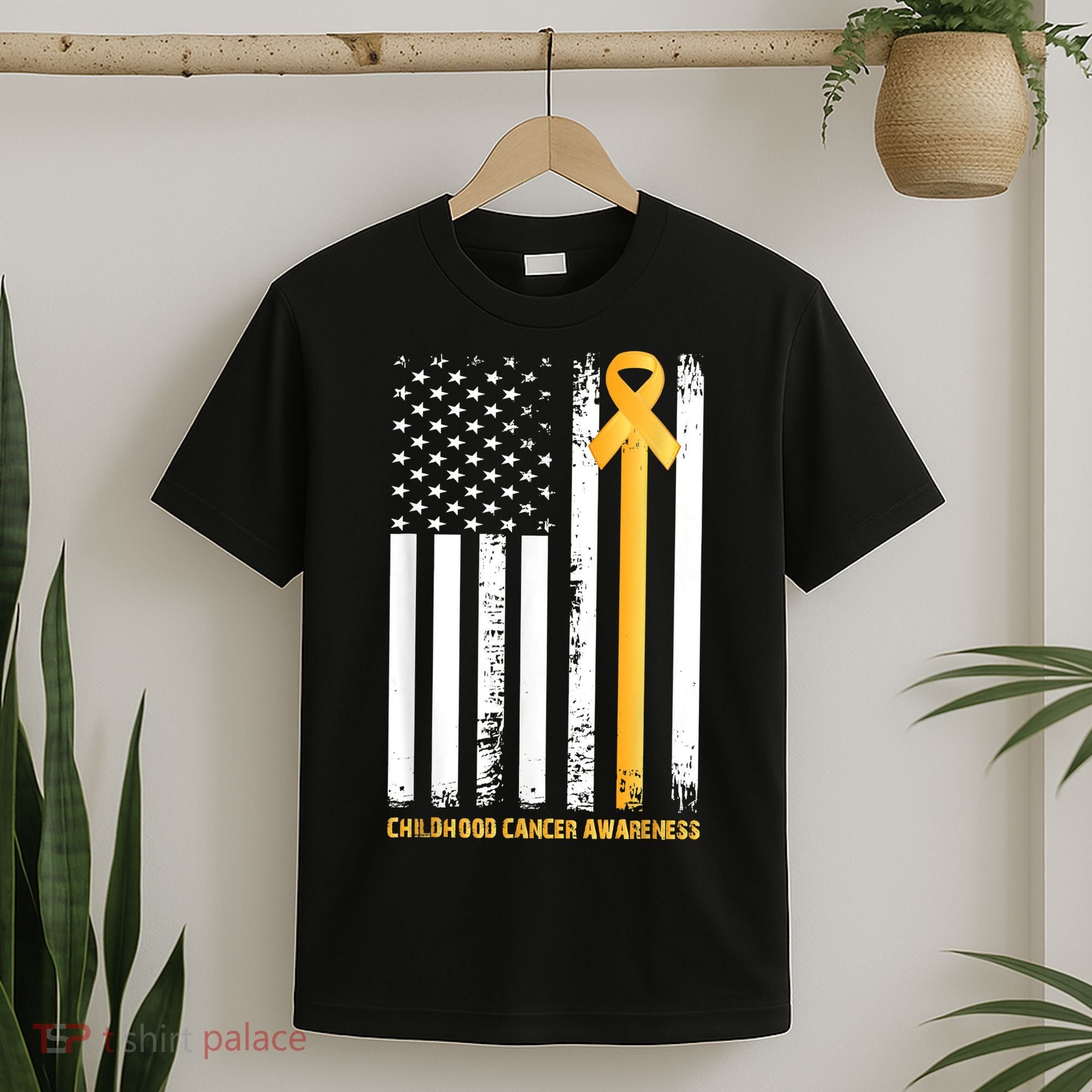 Ribbon In A Flag, Childhood Cancer Awareness T-Shirt